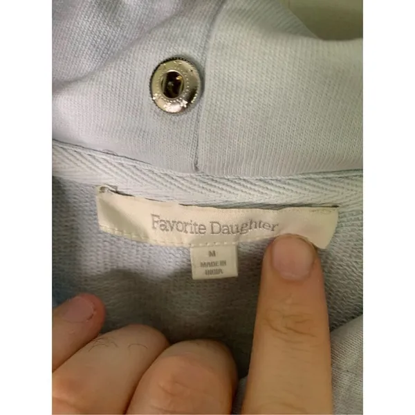 Favorite Daughter Hoodie Sweatshirt 100% cotton light blue women's size medium - Image 4