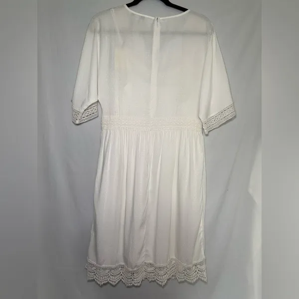 Ella Moon‎ White Embroidered Tassel Tie Boho Mini Dress Size S - Image 4