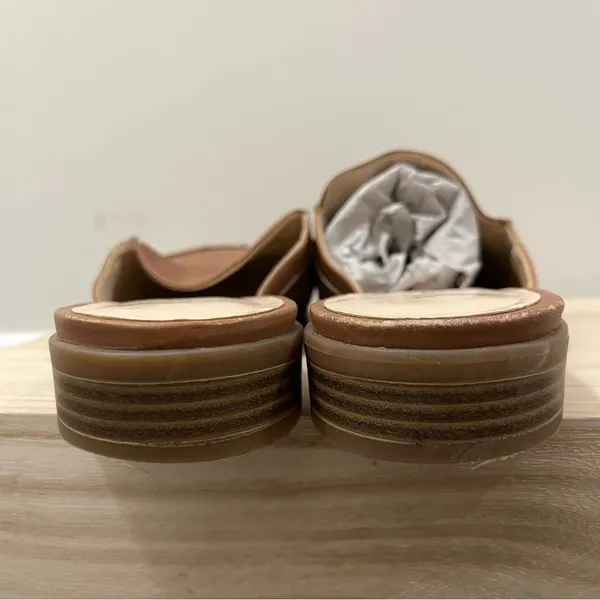 Nine West Juanita Brown Leather Braided Slip On Flat Mules‎ 10 - Image 5