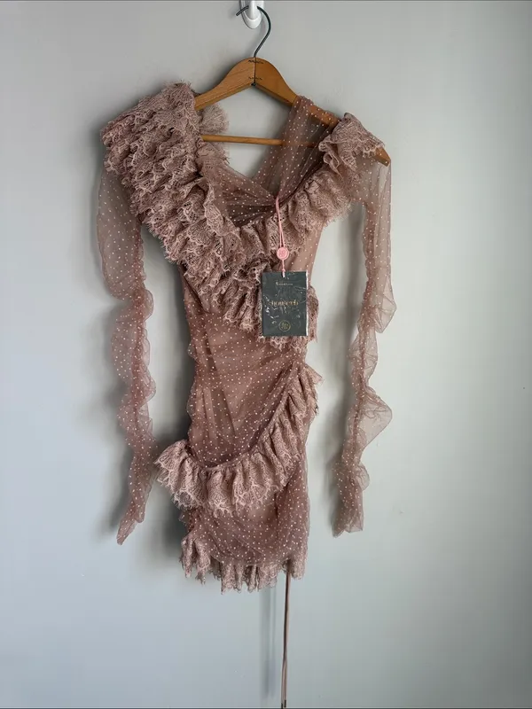 NEW House of CB Sorrel Tulle Asymmetric Minidress - Image 3