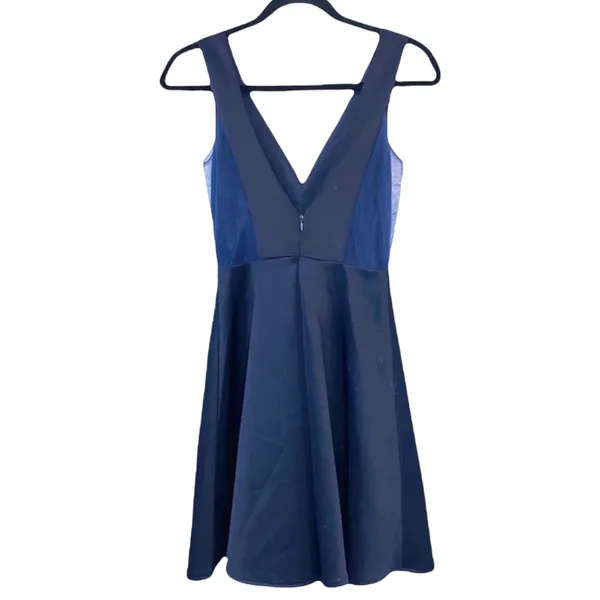 Harper & Lemon Navy Blue Fit & Flare Dress XS Sleeveless‎ V Neck Skater - Image 2