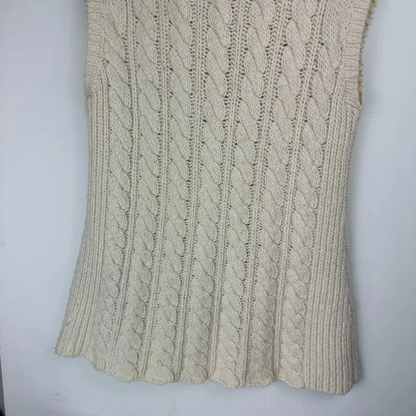 Eddie Bauer Cable Knit Sweater Vest Cardigan Sz Large Wool Blend Button Front - Image 12