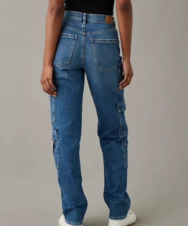 AE Stretch Super High-Waisted Baggy Straight Cargo Jean - Image 3