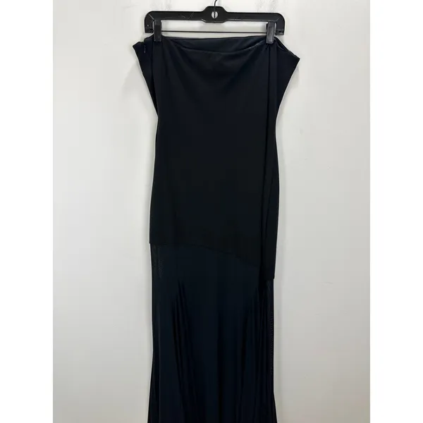 Lulus Elaris Black Mixed Media Strapless Maxi Dress Formal Evening Minimalist XL - Image 9