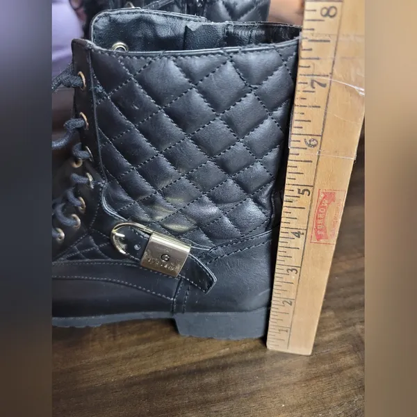G by GUESS Byson Black Quilted Combat Women Boots Size 8M - Image 6