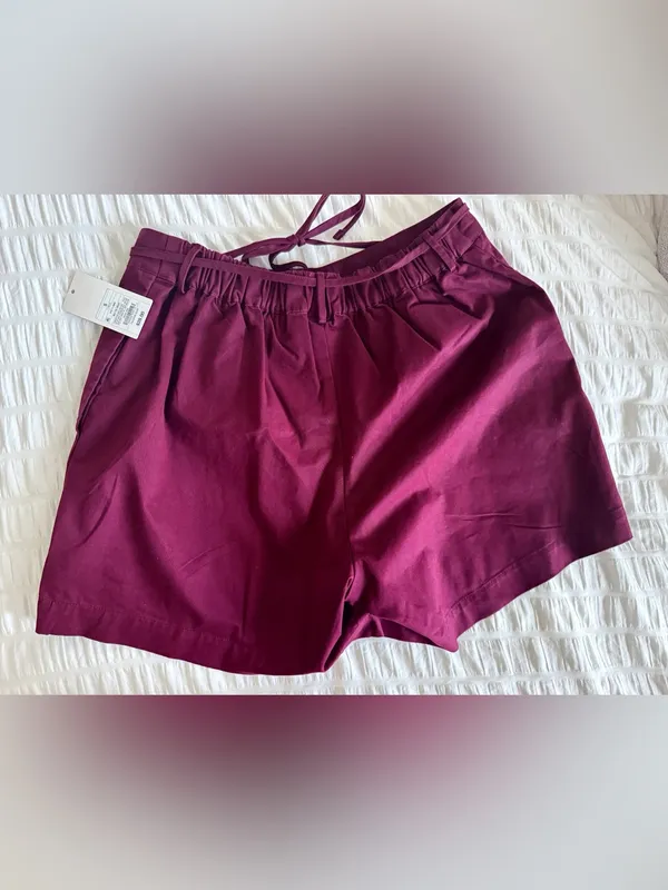 NWT Women's Mid-Rise Front-Tie Chino Shorts 5" - A New Day™ Maroon S - Image 4