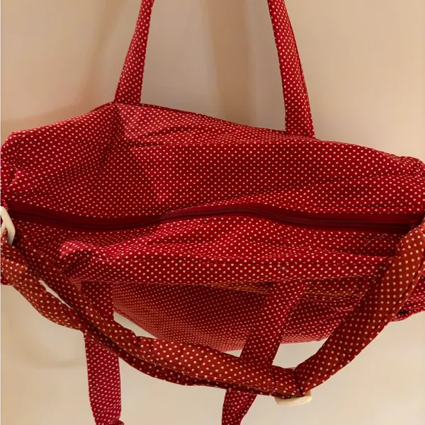 Handmade Red Polka Dot Women's Bag with Bunny Design.Has a plastic lining to protect.NWOT - Image 5