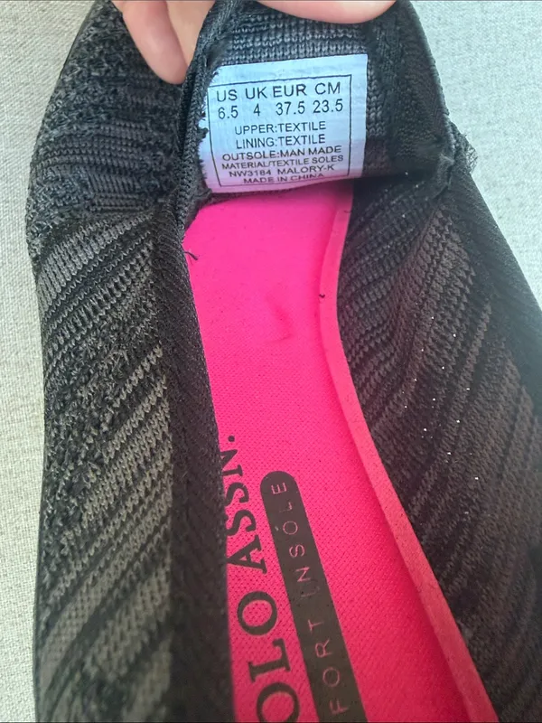 U.S. Polo Assn. Women's Black Knit Slip-On Sneakers size 6.5 - Image 5