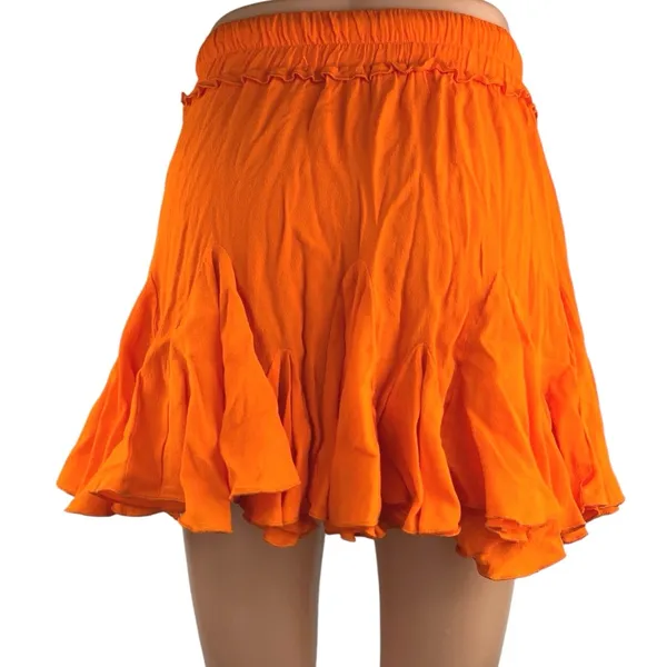 Gab & Kate Olivaceous Orange Elastic Waist Flowy Flare Mini A-Line Skirt Size S - Image 3