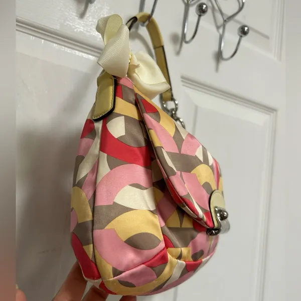 COACH Y2K F22748 Geometric Print Hobo Bag in Red Pink Gold /crossbody bag - Image 2