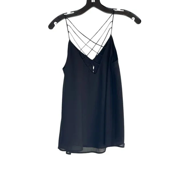 Naked Zebra Black Draped Racerback Tank Top- With Silver Buttons Size S - Image 2