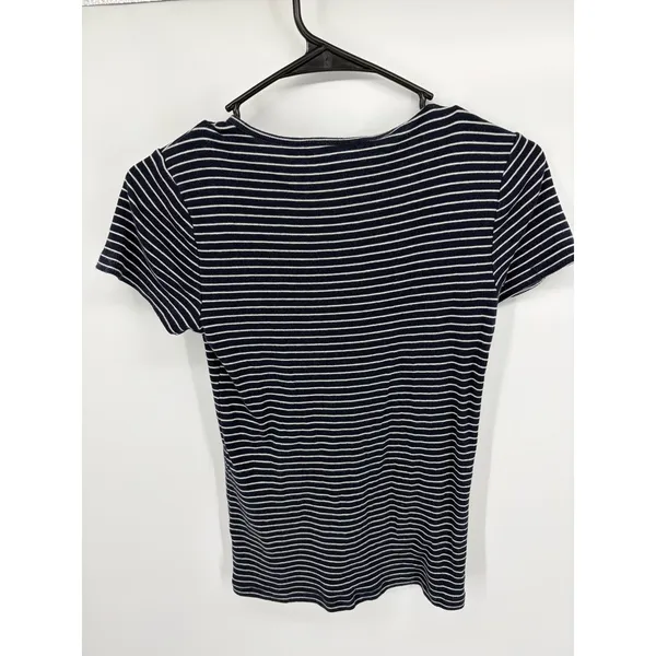 Gap Women T-Shirt Navy White Striped Crew Neck Short Sleeve Small - Image 3