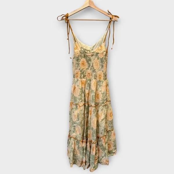 Free People Adriel Tie Strap Tiered Midi Dress Size Small - Image 7