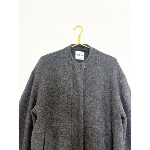 Zara Oversized Wool Blend Bomber Jacket Size Small Dark Gray 8372/313 Chic - Image 8