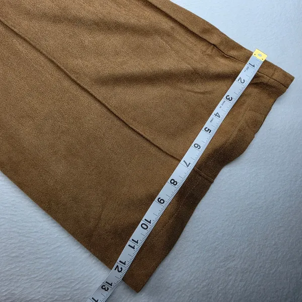 Flying Tomato NWT Faux Suede Flare Pants Biscotti Brown Pintuck Wide Leg Small - Image 10