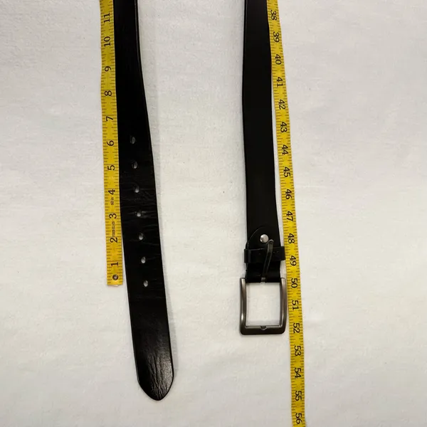 Buffway Men's Leather Black Belt Size 46 Classic Casual Brass Buckle Handmade - Image 8