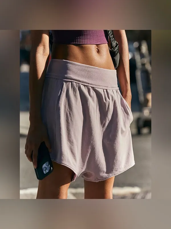 NWT Free People FP Movement Hot Shot Harem Shorts - oyster gray purple - XS - Image 4