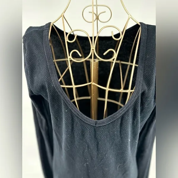 We The Free Black Long Sleeve V Neck Thermal Dress Size Large - Image 11