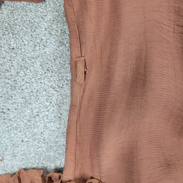 Bluivy Swing Dress Youth Medium Brown Ruffle Trim Fit & Flare Mini Lined Flowy - Image 10