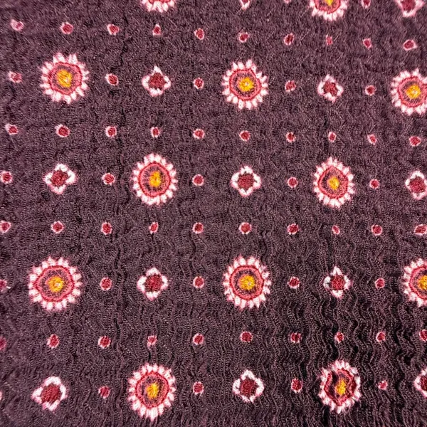 Loft Women Burgundy Floral Medallion Puff Sleeve Textured Blouse Size L - Image 4