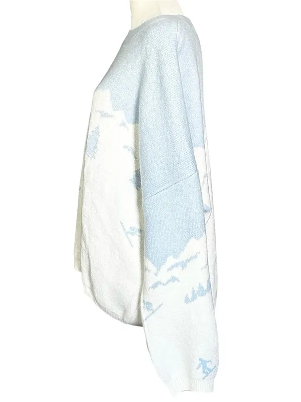 LOFT Mountain Ski Sweater Long Sleeve Snow Mountain Design Blue Size XL - Image 4