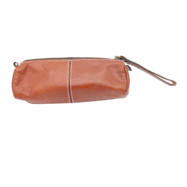 Patricia Nash Tan Leather Cosmetic Pouch Pencil Case Contrast Stitching - Image 3