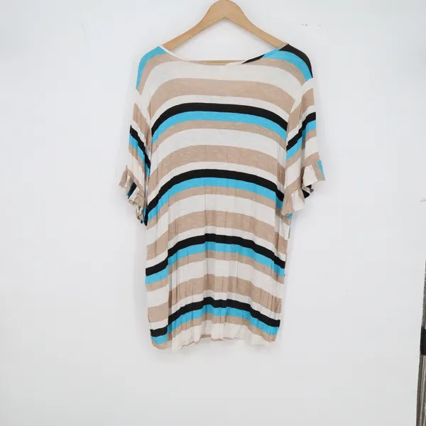NY Collection Woman Top Womens 3X RSU0645 Multi-Color Striped Ruffle Excellent - Image 4