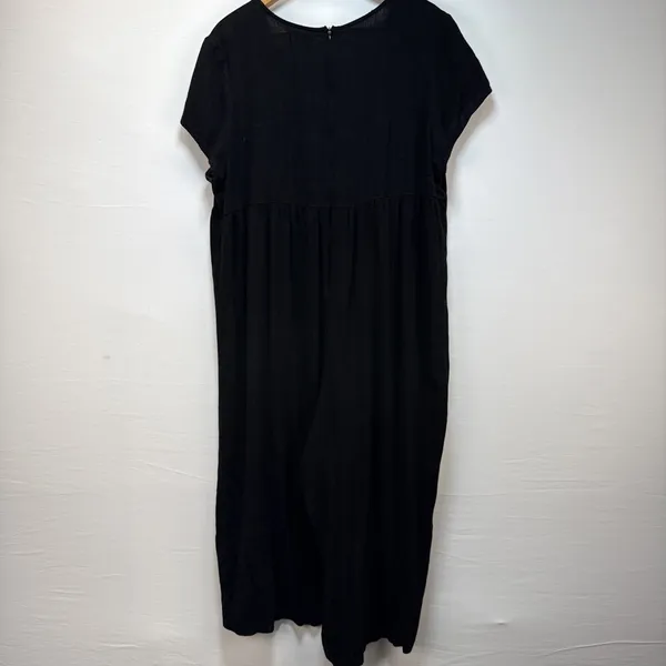 Natural Life Avery Wide Leg Jumpsuit Size‎ L/XL Black Linen Rayon Short Sleeve - Image 5