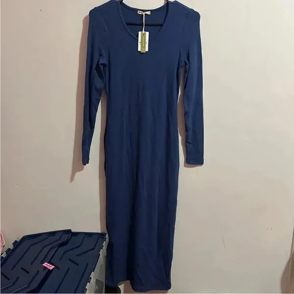 Marine layer Lexi Rib Long Sleeve Midi Dress size xs Double line - Image 3