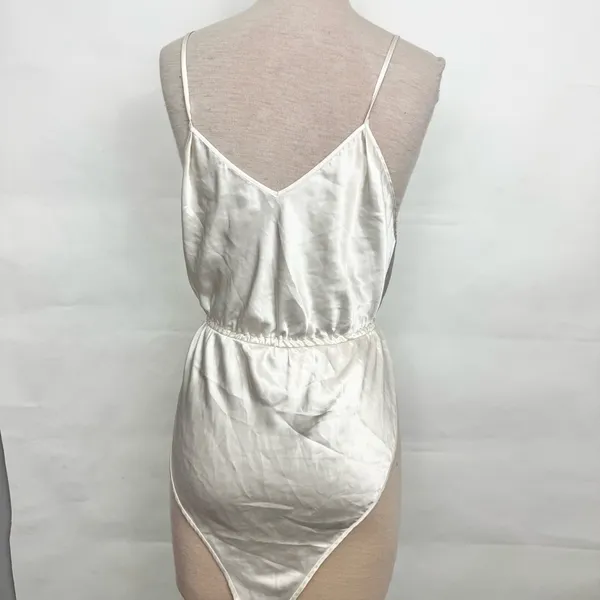 Victoria's Secret Vintage Gold Label Ivory Satin Bodysuit Bridal Wedding Large - Image 4