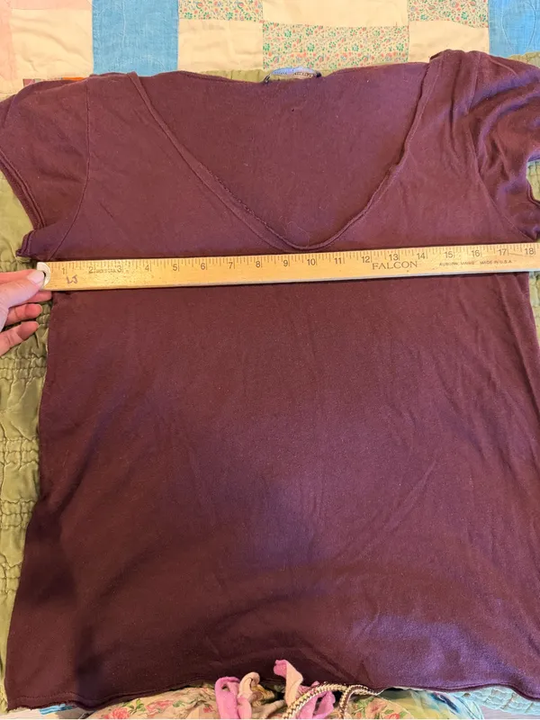 Brandy Melville Burgundy Deep V Neck Tee One Size Cotton Y2K Soft Basic Top Wear - Image 4