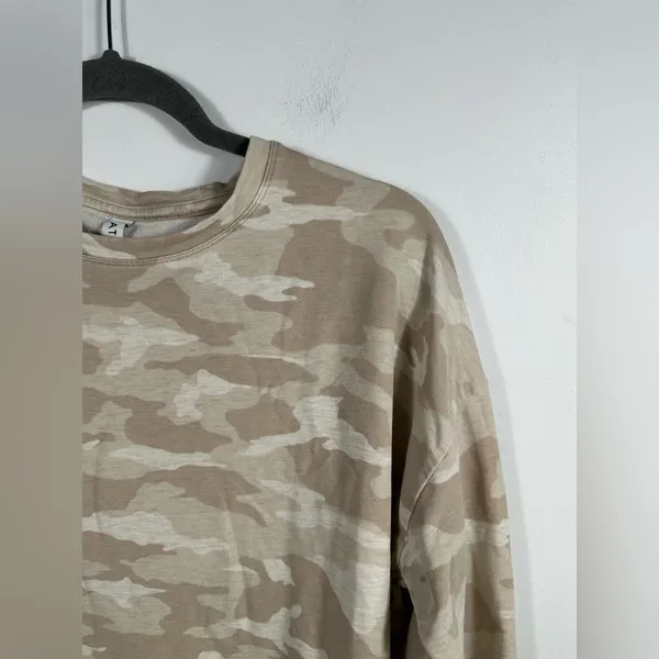 Athleta Studio to Street Camo Sweatshirt Womens S Oatmeal Beige 432058‎ - Image 6