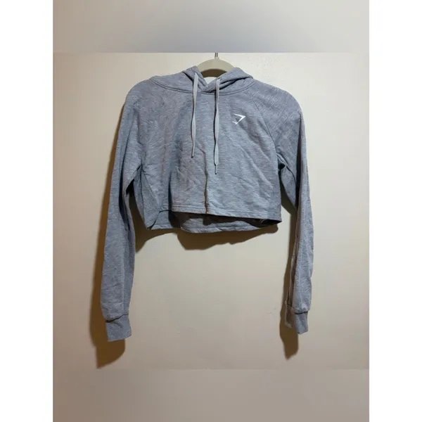 Gymshark Size S Small Training Cropped Hoodie Sweatshirt Gray - Image 2