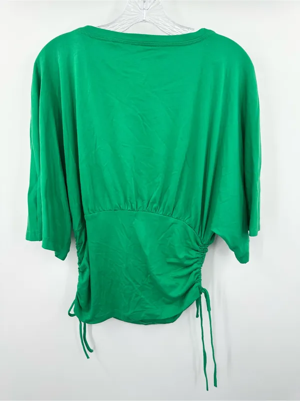 Anthropologie Maeve NWT Green Ruched Side Ties Dolman Shirt Size Medium - Image 2