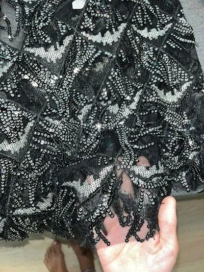 Black Sheer Bottom Sequin Cut Out Dress Size M - Image 3