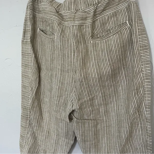 Anthropologie Grey/Beige and White Striped Linen Chinos High-Rise Comfort‎ sz S - Image 4