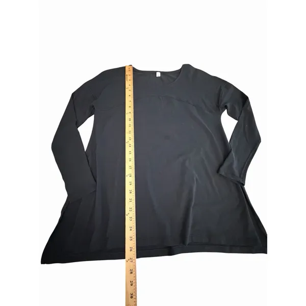 Lululemon Shirt Women's Sz 6 Hit Unwind Long Sleeve Black Rulu Lycra #JJJ10-4 - Image 4