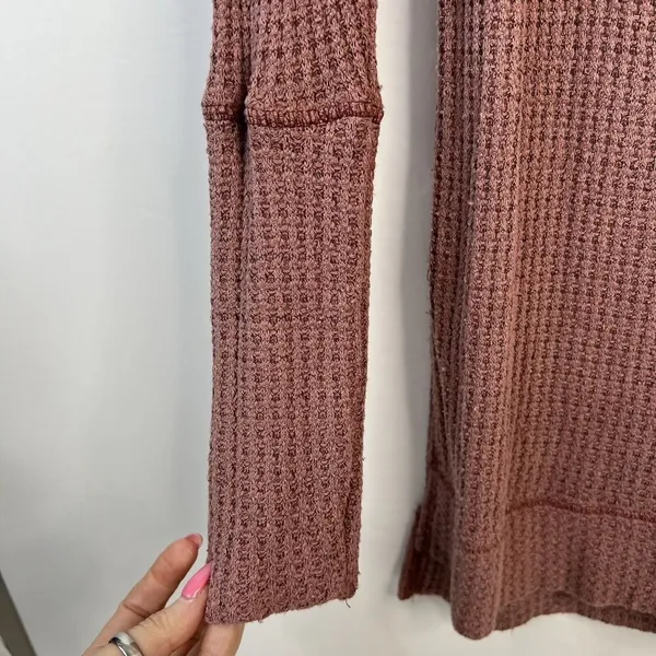 We The Free People Size S Tunic Top Kate‎ Thermal Off Shoulder Long Sleeve Mauve - Image 6