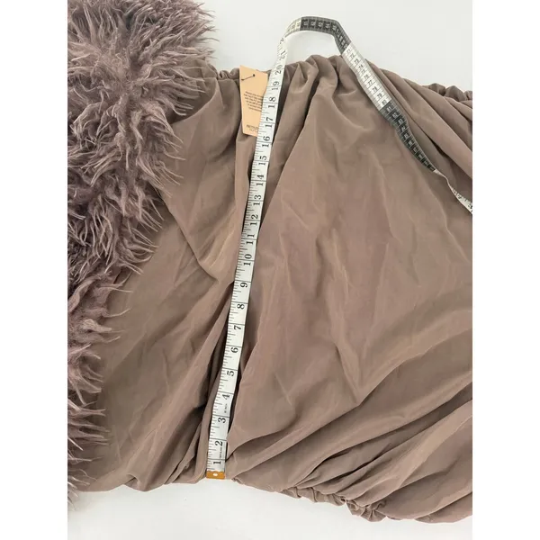 PrettyLittleThing Plus Taupe Faux Shearling Bardot Ruched Mini Dress 26 NWT Club - Image 9