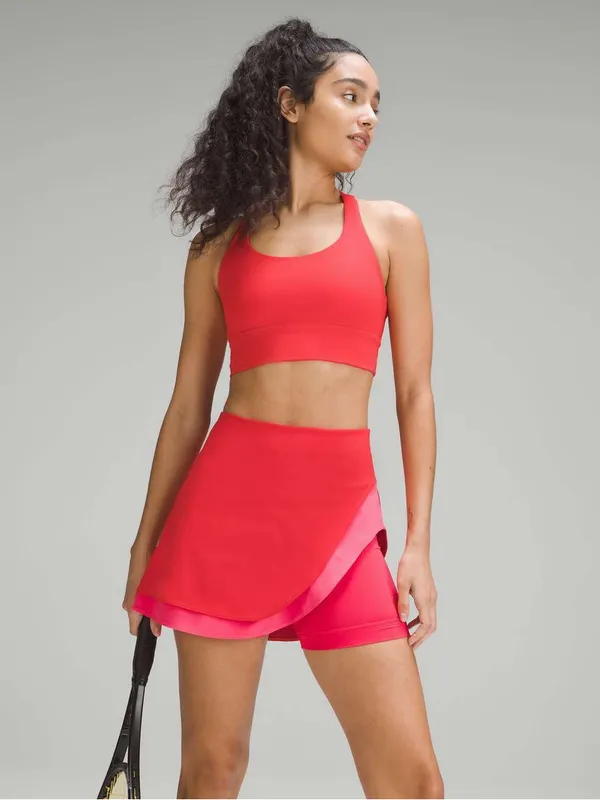 Lululemon Asymmetrical Layered High Rise Tennis Skirt Skort Pink Orange 2 - Image 2