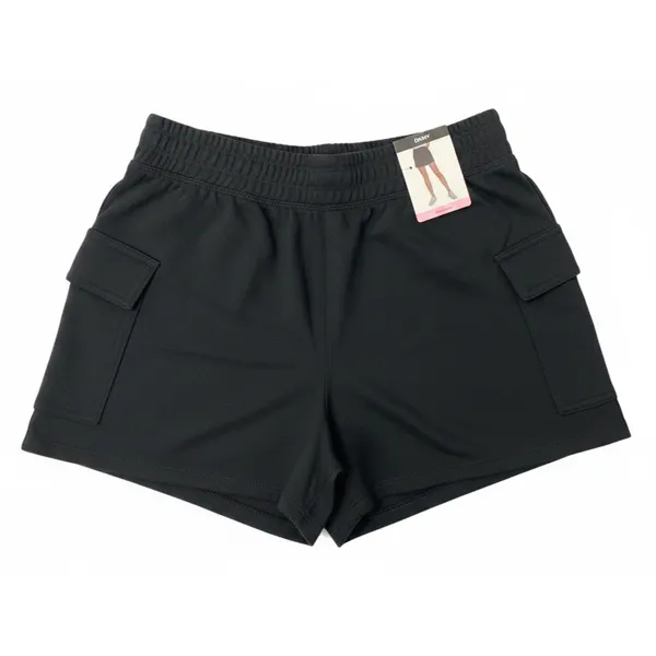 DKNY Womens Cargo Shorts Size L Black French Terry High Rise Pull On Comfort - Image 2