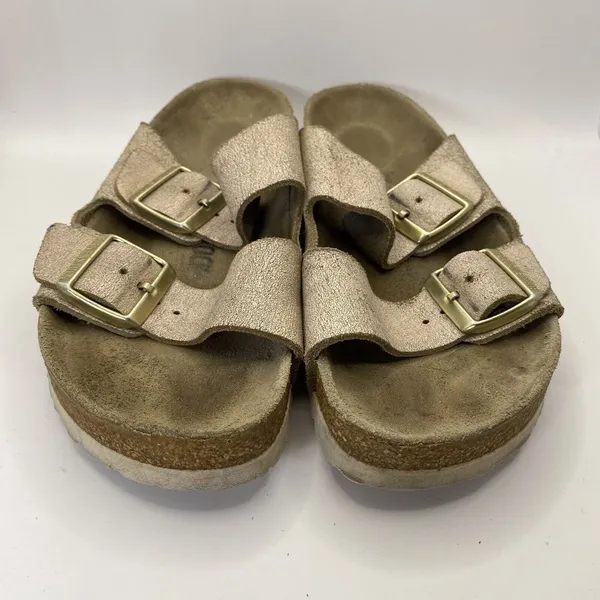 Birkenstock Arizona Womens Metallic Pink Sandals Slides Size 38N US L7 M5 Narrow - Image 2