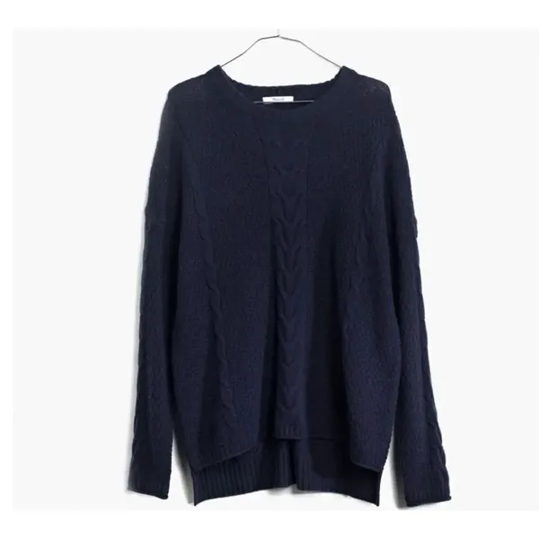 ✨Madewell Navy Easy Cable Knit Merino Wool Sz XS Sweater✨ - Image 4