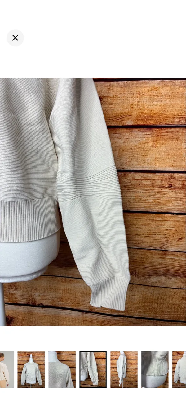 Lululemon All Around Crewneck Sweater White Opal Like New Size 8. Size tag missing- use measurements. Stretchy structured material. See pics for more info. Style W3ERJS 19.5-20.5” bust - Image 6