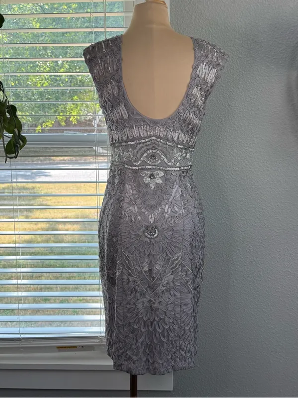 Sue Wong Cocktail Dress Size 4 Sequins Soutache - Image 4