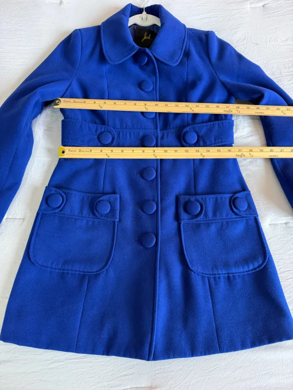 Jack by BB Dakota Royal Blue Button Front Pea Coat Jacket - Image 5