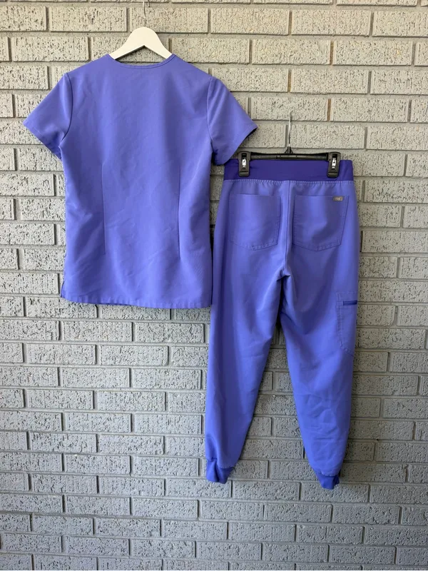 Figs Scrub Set Blueberry Purple Catarina Top Zamora Joggers Size XXS - Image 6