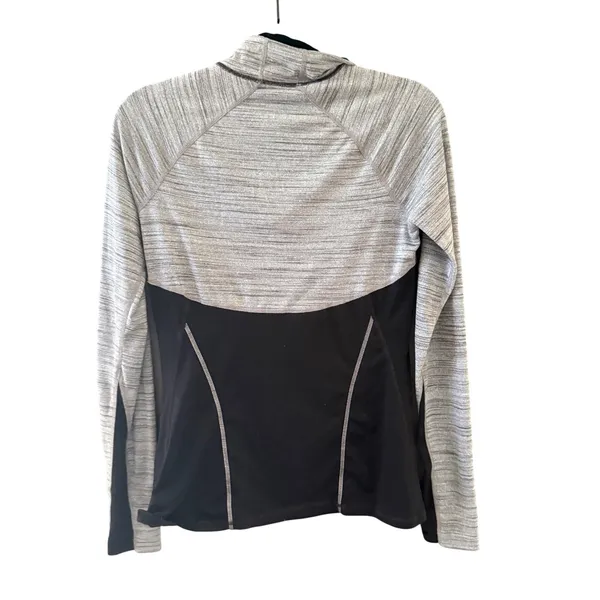Athleta Womens‎ Black Grey Space Dye Quarter Zip Pullover Side Pocket Size S - Image 4