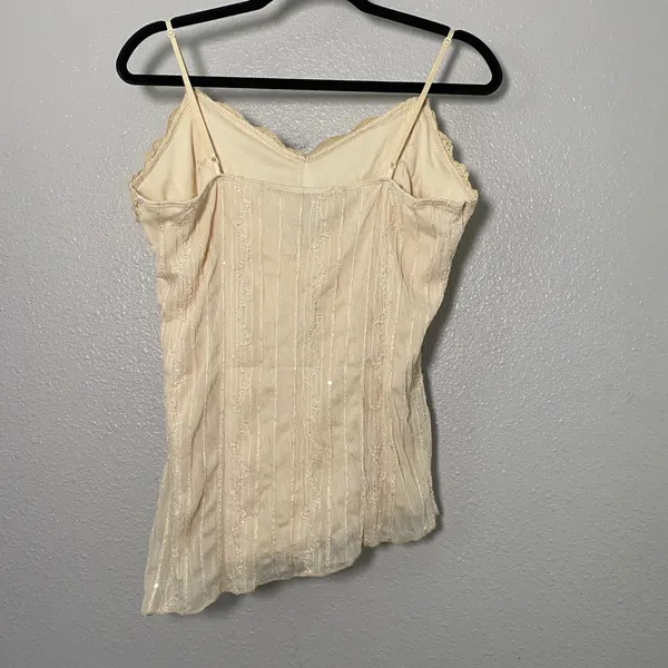 Vintage Y2K Camisole XL Asymmetrical Fairycore Sequin Lace Angelcore Coquette - Image 3