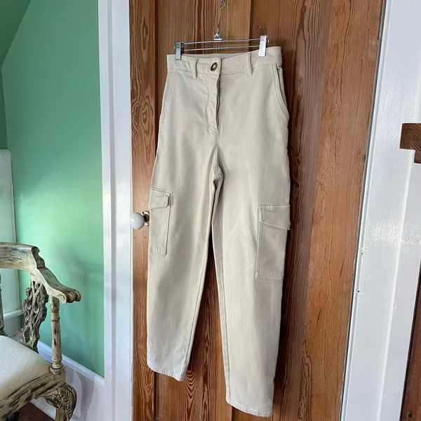Wilfred Free Modern Cream Utility Cargo Pants Tab Hem Size 4🧡🎀 - Image 5
